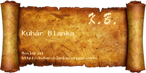 Kuhár Blanka névjegykártya